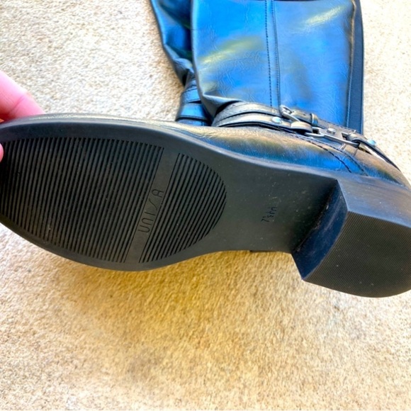 Unisa Boots Black Brown Tall Riding Faux Leather Heel Size 7.5 - Picture 4 of 4